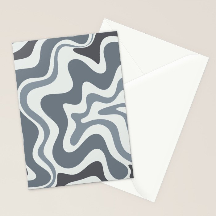 Liquid Swirl Abstract Pattern in Gray Monochrome  Stationery Card Gallery Image 2