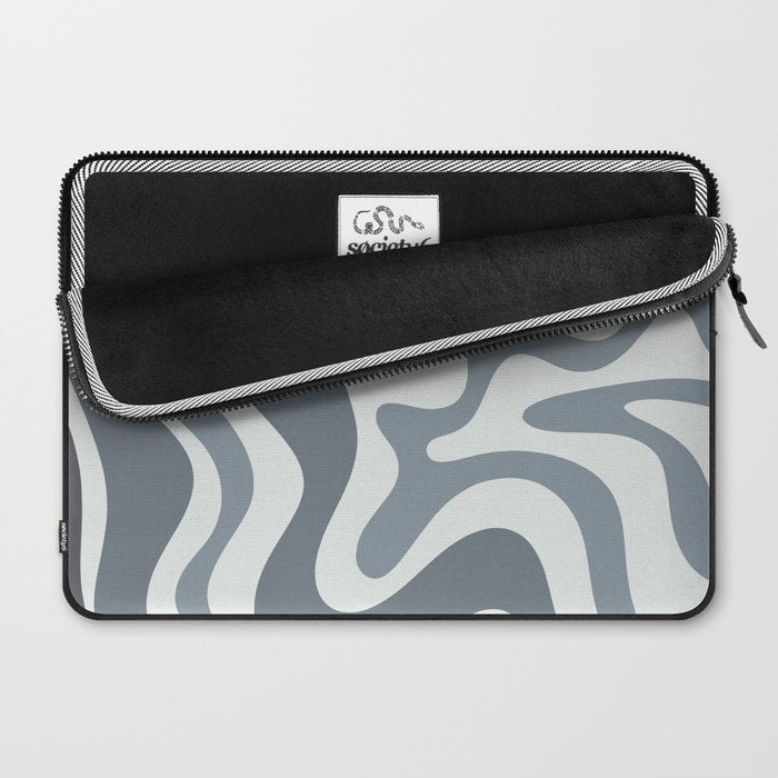 Liquid Swirl Abstract Pattern in Gray Monochrome  Laptop Sleeve Gallery Image 2