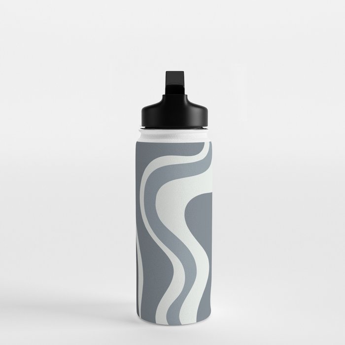 Liquid Swirl Abstract Pattern in Gray Monochrome  Water Bottle Gallery Image 3