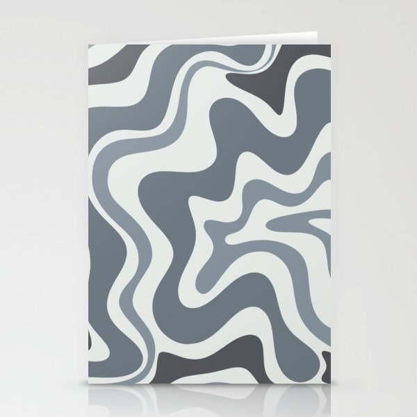 Liquid Swirl Abstract Pattern in Gray Monochrome  Stationery Card Gallery Image 2