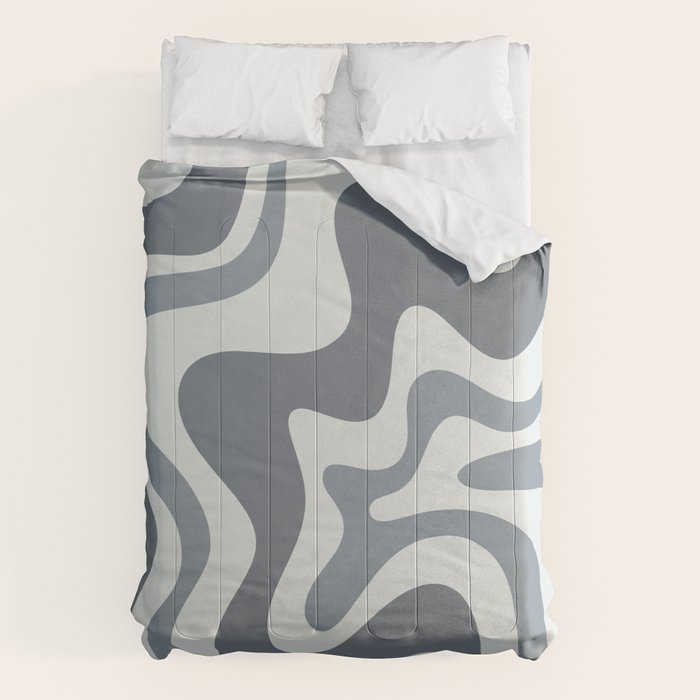 Liquid Swirl Abstract Pattern in Gray Monochrome  Comforter Gallery Image 6