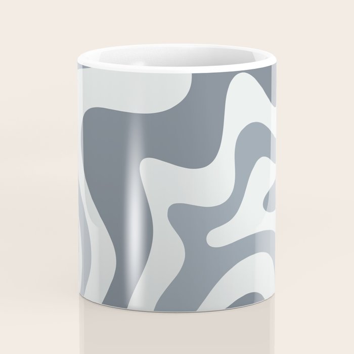 Liquid Swirl Abstract Pattern in Gray Monochrome  Coffee Mug Gallery Image 4