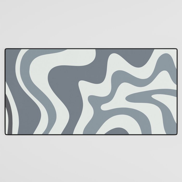 Liquid Swirl Abstract Pattern in Gray Monochrome  Desk Mat Gallery Image 3