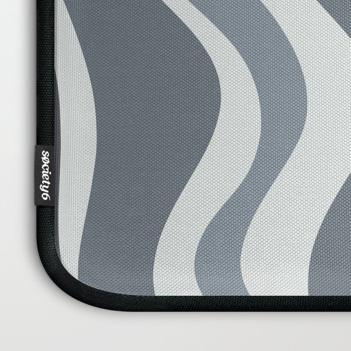 Liquid Swirl Abstract Pattern in Gray Monochrome  Laptop Sleeve Gallery Image 3
