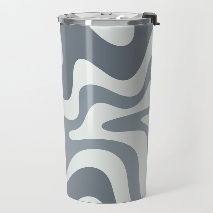 Liquid Swirl Abstract Pattern in Gray Monochrome  Travel Mug Gallery Image 2