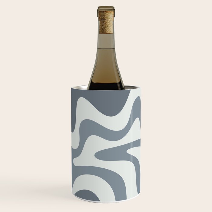 Liquid Swirl Abstract Pattern in Gray Monochrome  Wine Chiller Gallery Image 3