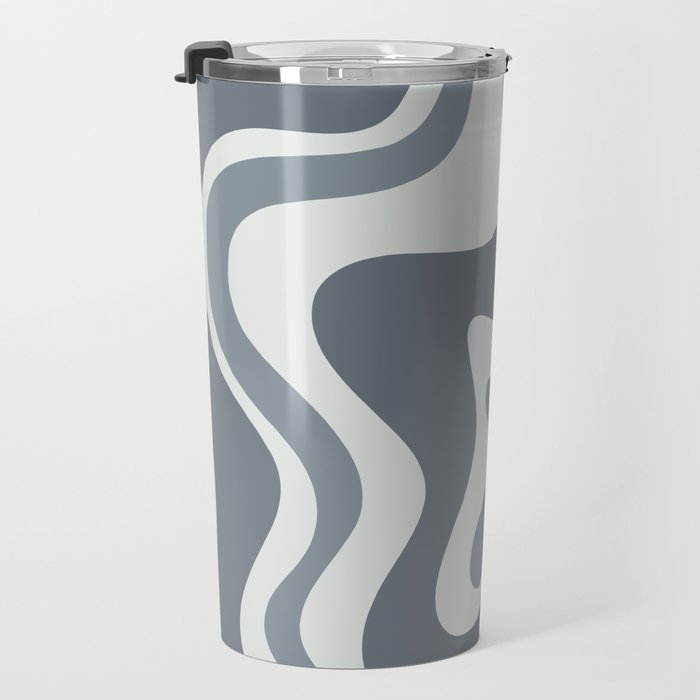 Liquid Swirl Abstract Pattern in Gray Monochrome  Travel Mug Gallery Image 3