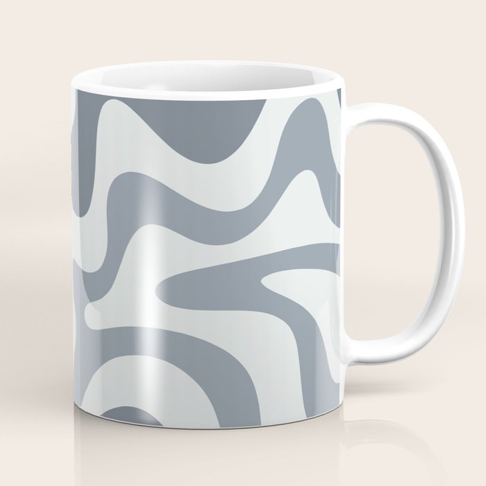 Liquid Swirl Abstract Pattern in Gray Monochrome  Coffee Mug Gallery Image 1