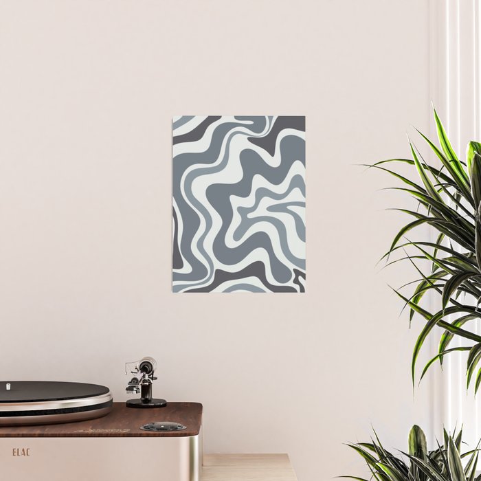 Liquid Swirl Abstract Pattern in Gray Monochrome  Poster Gallery Image 2