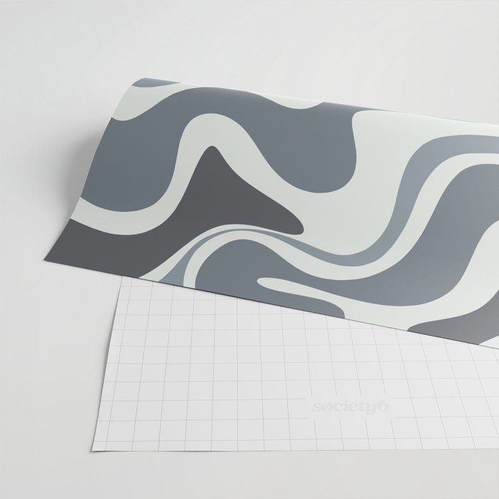 Liquid Swirl Abstract Pattern in Gray Monochrome  Wrapping Paper Gallery Image 2