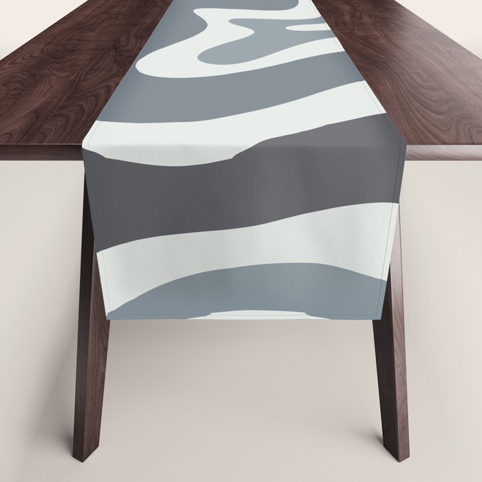 Liquid Swirl Abstract Pattern in Gray Monochrome  Table Runner Gallery Image 1