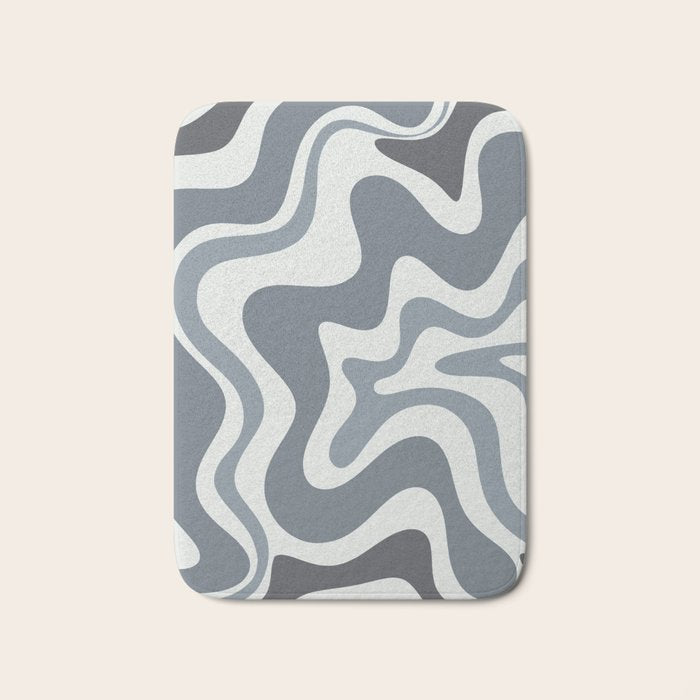 Liquid Swirl Abstract Pattern in Gray Monochrome  Bath Mat Gallery Image 1