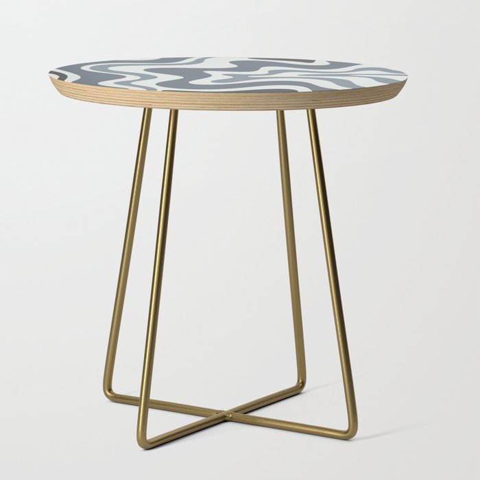 Liquid Swirl Abstract Pattern in Gray Monochrome  Side Table Gallery Image 1