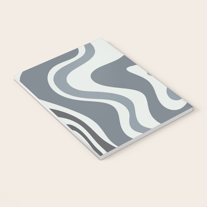 Liquid Swirl Abstract Pattern in Gray Monochrome  Notebook Gallery Image 3