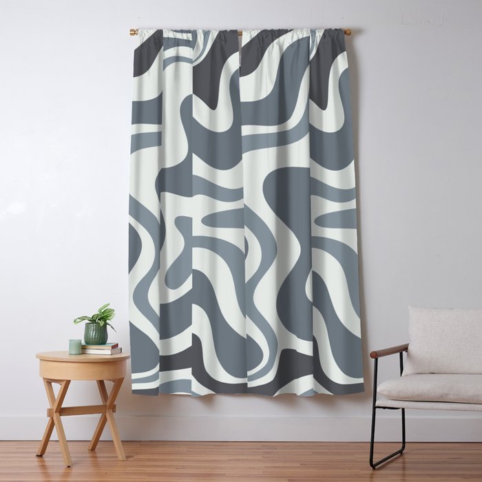Liquid Swirl Abstract Pattern in Gray Monochrome  Window Curtain Gallery Image 1