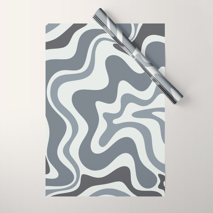 Liquid Swirl Abstract Pattern in Gray Monochrome  Wrapping Paper Gallery Image 1