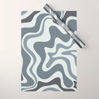 Liquid Swirl Abstract Pattern in Gray Monochrome  Wrapping Paper Gallery Image 1