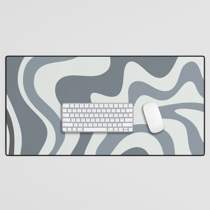 Liquid Swirl Abstract Pattern in Gray Monochrome  Desk Mat Gallery Image 1