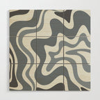 Liquid Swirl Abstract Pattern in Gray Monochrome  Wood Wall Art Gallery Image 1