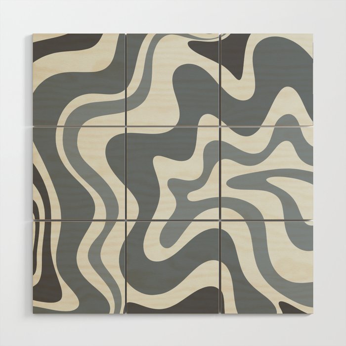 Liquid Swirl Abstract Pattern in Gray Monochrome  Wood Wall Art Gallery Image 1