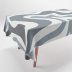 Liquid Swirl Abstract Pattern in Gray Monochrome  Tablecloth Gallery Image 1