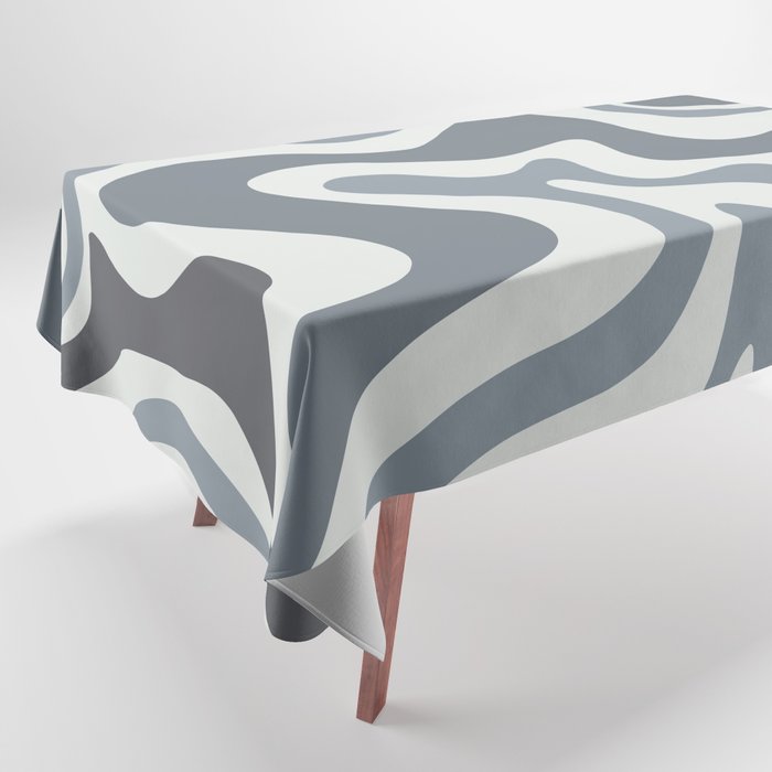 Liquid Swirl Abstract Pattern in Gray Monochrome  Tablecloth Gallery Image 1