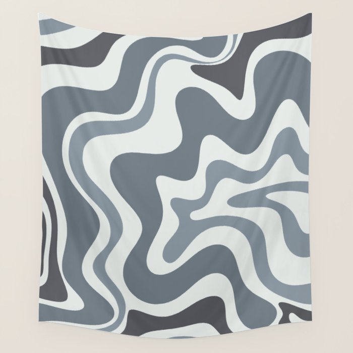 Liquid Swirl Abstract Pattern in Gray Monochrome  Wall Tapestry Gallery Image 1