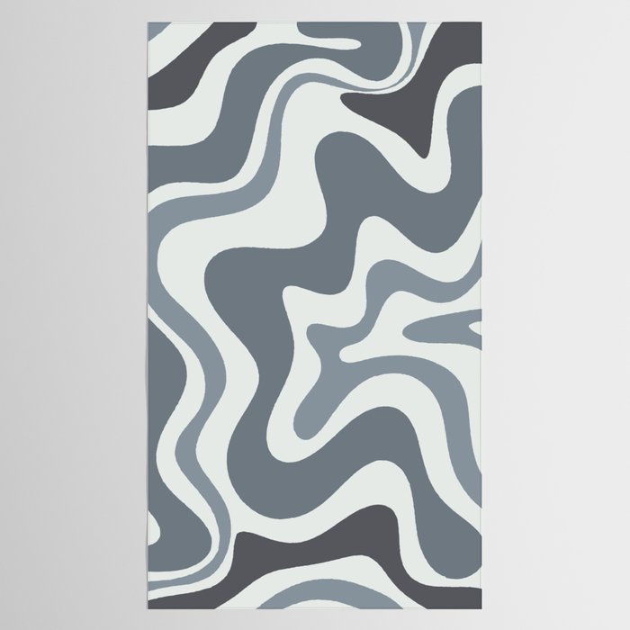 Liquid Swirl Abstract Pattern in Gray Monochrome  Tablecloth Gallery Image 2