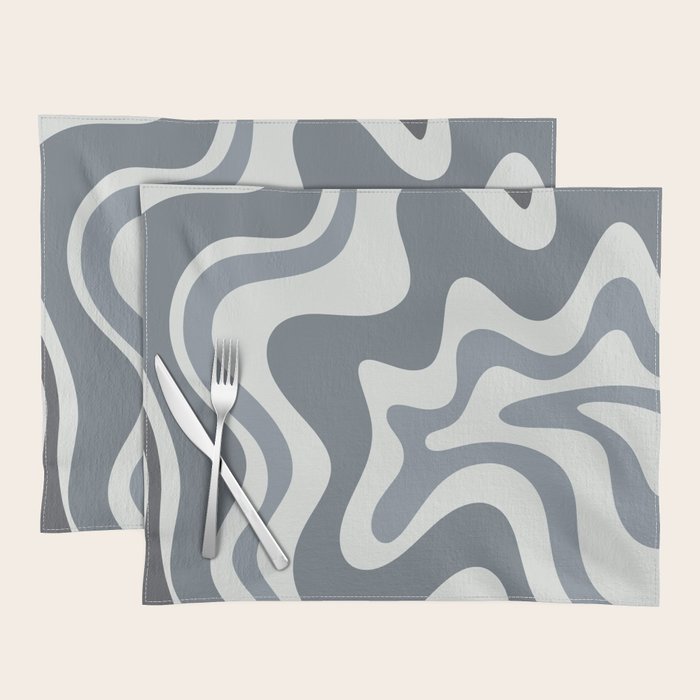 Liquid Swirl Abstract Pattern in Gray Monochrome  Placemat Gallery Image 1