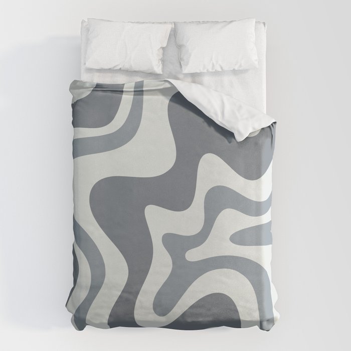 Liquid Swirl Abstract Pattern in Gray Monochrome  Duvet Cover Gallery Image 6