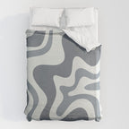 Liquid Swirl Abstract Pattern in Gray Monochrome  Duvet Cover Gallery Image 6