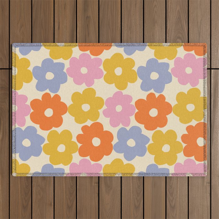 Simple Flower Pattern #1 Outdoor Rug Gallery Image 1