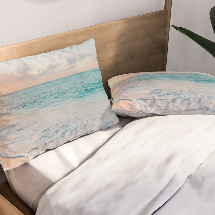 Beautiful tropical turquoise sandy beach photo Pillow Sham Gallery Image 2