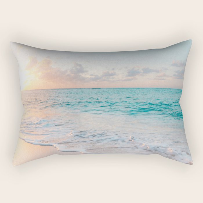 Beautiful tropical turquoise sandy beach photo Rectangular Pillow Gallery Image 1