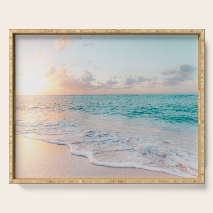 Beautiful tropical turquoise sandy beach photo Serving Tray Gallery Image 1