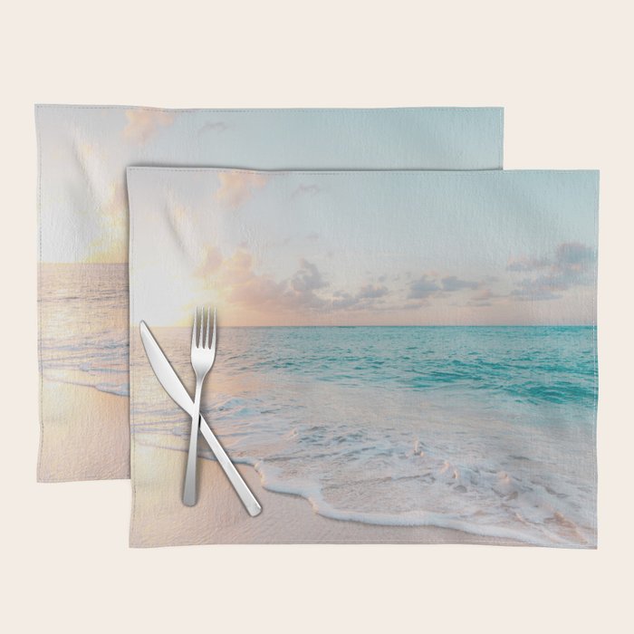 Beautiful tropical turquoise sandy beach photo Placemat Gallery Image 1