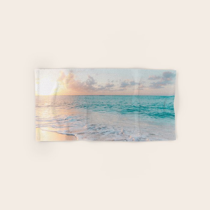Beautiful tropical turquoise sandy beach photo Bath Towel Gallery Image 1