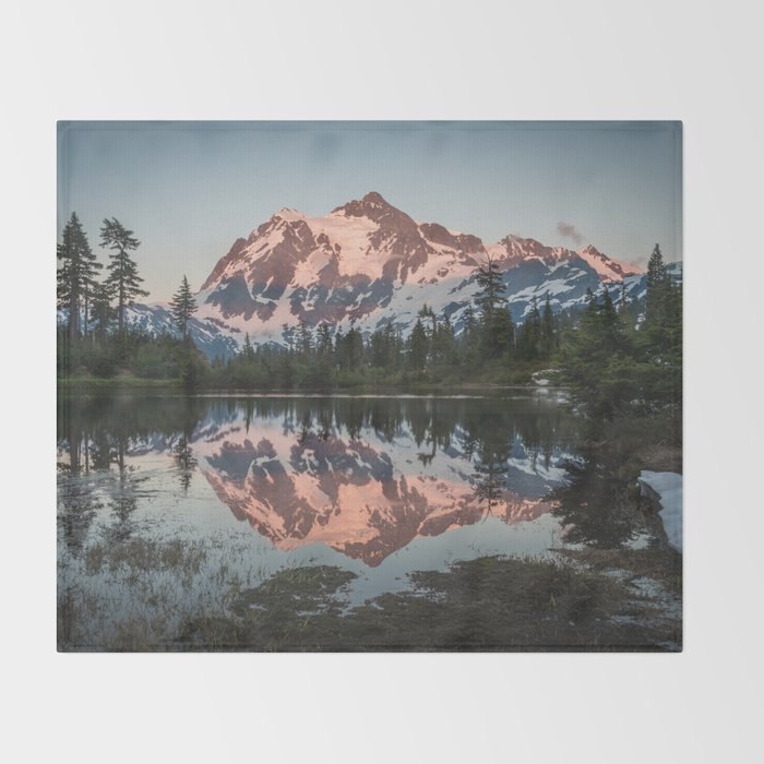 Cascade Sunset - Mt. Shuksan - Nature Photography Throw Blanket Gallery Image 2