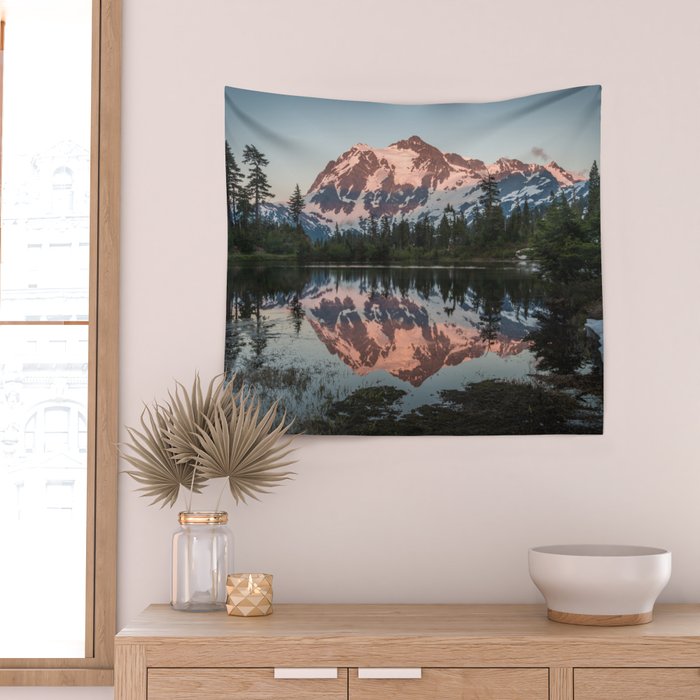Cascade Sunset - Mt. Shuksan - Nature Photography Wall Tapestry Gallery Image 2