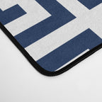 Dark Navy Blue and White Greek Key Pattern Desk Mat Gallery Image 4