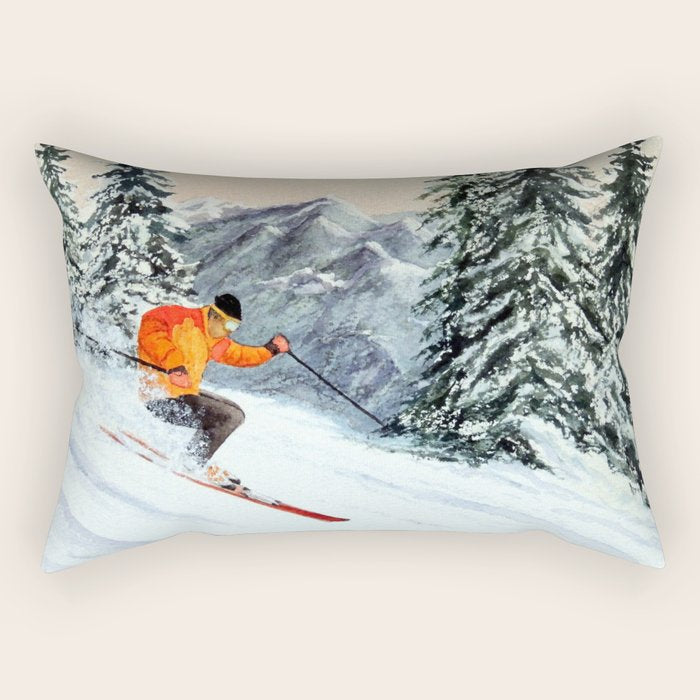 Skiing The Clear Leader Rectangular Pillow Gallery Image 2