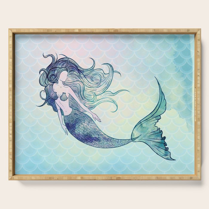 Watercolor Mermaid Serving Tray Gallery Image 1