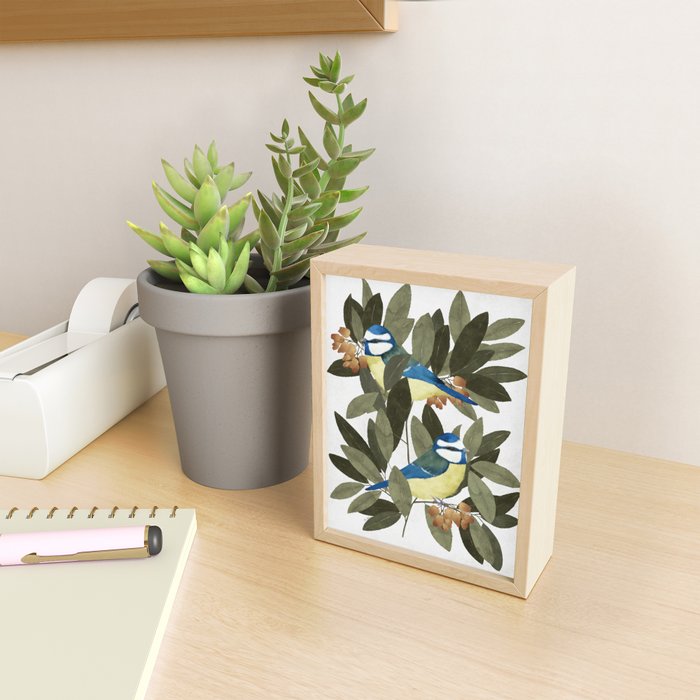 Blue tit and strawberry tree Mini Art Print Gallery Image 2
