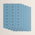 Daisy Stripes Cozy Cottage Pattern in Light Blue and Brown Wrapping Paper Gallery Image 3