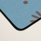 Daisy Stripes Cozy Cottage Pattern in Light Blue and Brown Desk Mat Gallery Image 4