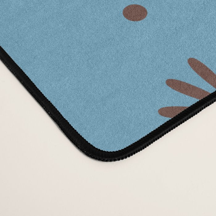 Daisy Stripes Cozy Cottage Pattern in Light Blue and Brown Desk Mat Gallery Image 4