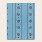 Daisy Stripes Cozy Cottage Pattern in Light Blue and Brown Notebook Gallery Image 4
