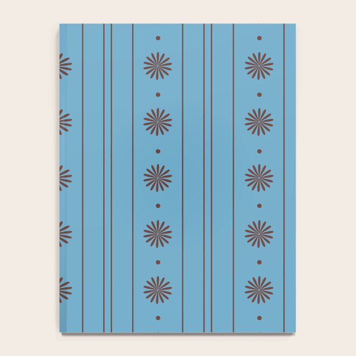 Daisy Stripes Cozy Cottage Pattern in Light Blue and Brown Notebook Gallery Image 4