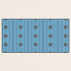 Daisy Stripes Cozy Cottage Pattern in Light Blue and Brown Desk Mat Gallery Image 3