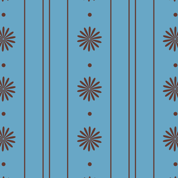 Daisy Stripes Cozy Cottage Pattern in Light Blue and Brown Coffee Mug Gallery Image 2